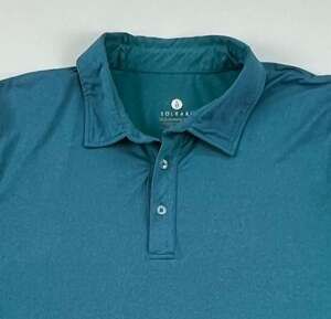 Solbari Sun Protection UPF 50+ Long Sleeve Polo Shirt Teal Blue Size Large